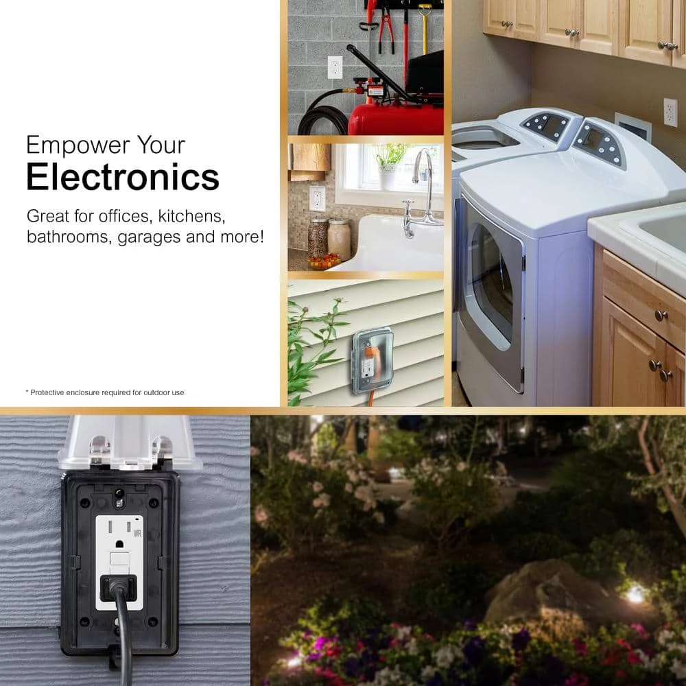 15 Amp Tamper Resistant Weather Resistant GFCI Duplex Outlet Receptacle, White by GE 7 15 Amp Tamper Resistant Weather Resistant GFCI Duplex Outlet Receptacle, White by GE - Image 7