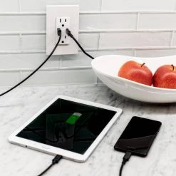 1 USB-A 1 USB-C In-Wall 2-Outlet 2-USB Receptacle, White by GE -Home Electronics Shop white ge electrical outlets receptacles 40838 76 1000