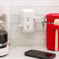 6-Outlet Wall Tap Surge Protector, 560J, White, (2-Pack) -Home Electronics Shop white ge electrical outlets receptacles 47847 1f 1000