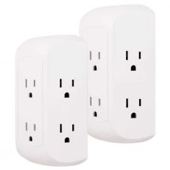 6-Outlet Wall Tap Surge Protector, 560J, White, (2-Pack)