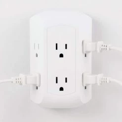 6-Outlet Wall Tap Surge Protector, 560J, White, (2-Pack) -Home Electronics Shop white ge electrical outlets receptacles 47847 76 1000
