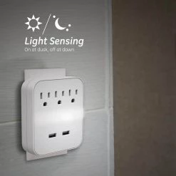 3-Outlet 440J Surge Protector Outlet Extender with USB Hub and Night Light, White, (2-Pack) -Home Electronics Shop white ge electrical outlets receptacles 50049 fa 1000