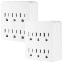 6-Outlet Surge Protector Wall Tap Adapter, 1020J, White, (2-Pack)