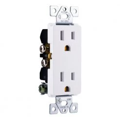 15 Amp Grounded Designer Duplex Receptacle, White by GE -Home Electronics Shop white ge electrical outlets receptacles 50727 1f 1000