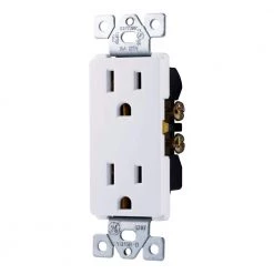15 Amp Grounded Designer Duplex Receptacle, White by GE -Home Electronics Shop white ge electrical outlets receptacles 50727 44 1000