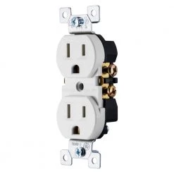 Grounding Duplex Receptacle with Fast Easy Pressure-Lock Wiring by GE -Home Electronics Shop white ge electrical outlets receptacles 54309 1f 1000