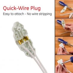 15 Amp Quick Wire Plug, White (2-Pack) by GE -Home Electronics Shop white ge electrical plugs connectors 54267 4f 1000