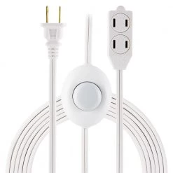 9 ft. 16/3 3-Outlet Polarized Extension Cord with Power Switch, White by GE