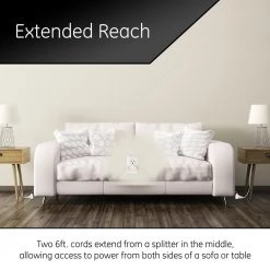 12 ft. 16/3 AWG 6-Outlet Polarized Sofa Extension Cord, White by GE 9 12 ft. 16/3 AWG 6-Outlet Polarized Sofa Extension Cord, White by GE -Home Electronics Shop white ge general purpose cords 50657 1f 1000