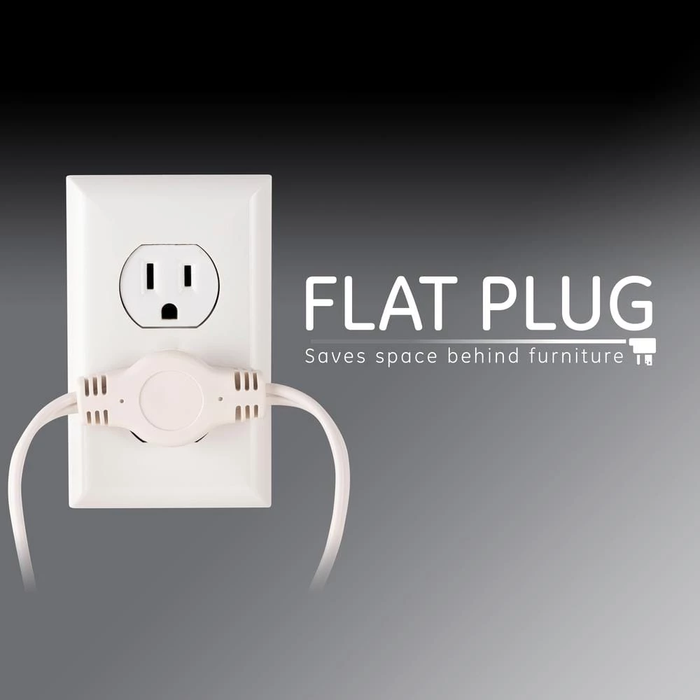 12 ft. 16/3 AWG 6-Outlet Polarized Sofa Extension Cord, White by GE 5 12 ft. 16/3 AWG 6-Outlet Polarized Sofa Extension Cord, White by GE - Image 5