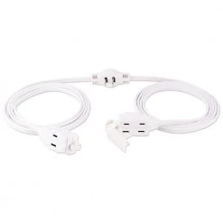12 ft. 16/3 AWG 6-Outlet Polarized Sofa Extension Cord, White by GE