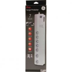3 ft. 7-Outlet Surge Protector Power Strip, White -Home Electronics Shop white ge surge protectors 34768 44 1000