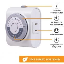 24-Hour Plug-In Big Button Timer by GE -Home Electronics Shop white ge timers 15076 1f 1000