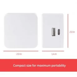 22.5-Watt Dual Port USB C and USB A Wall Charger -Home Electronics Shop white usb c and usb a ge tablets accessories 39931 1f 1000