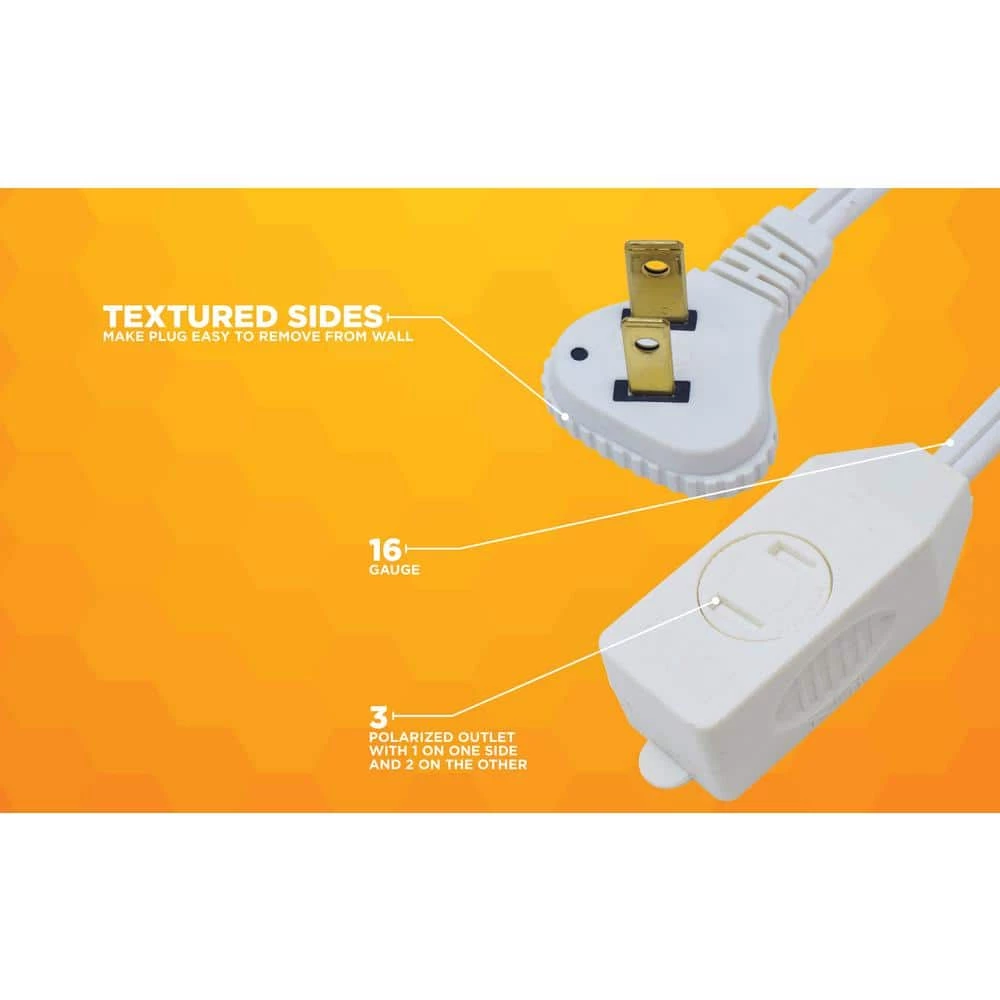 3 ft. 16/2 SPT-2 Indoor Light-Duty Flat Plug Extension Cord by Woods 4 3 ft. 16/2 SPT-2 Indoor Light-Duty Flat Plug Extension Cord by Woods - Image 4
