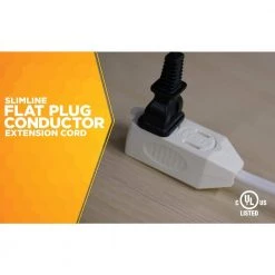 3 ft. 16/2 SPT-2 Indoor Light-Duty Flat Plug Extension Cord by Woods 11 3 ft. 16/2 SPT-2 Indoor Light-Duty Flat Plug Extension Cord by Woods -Home Electronics Shop white woods general purpose cords 2235 c3 1000