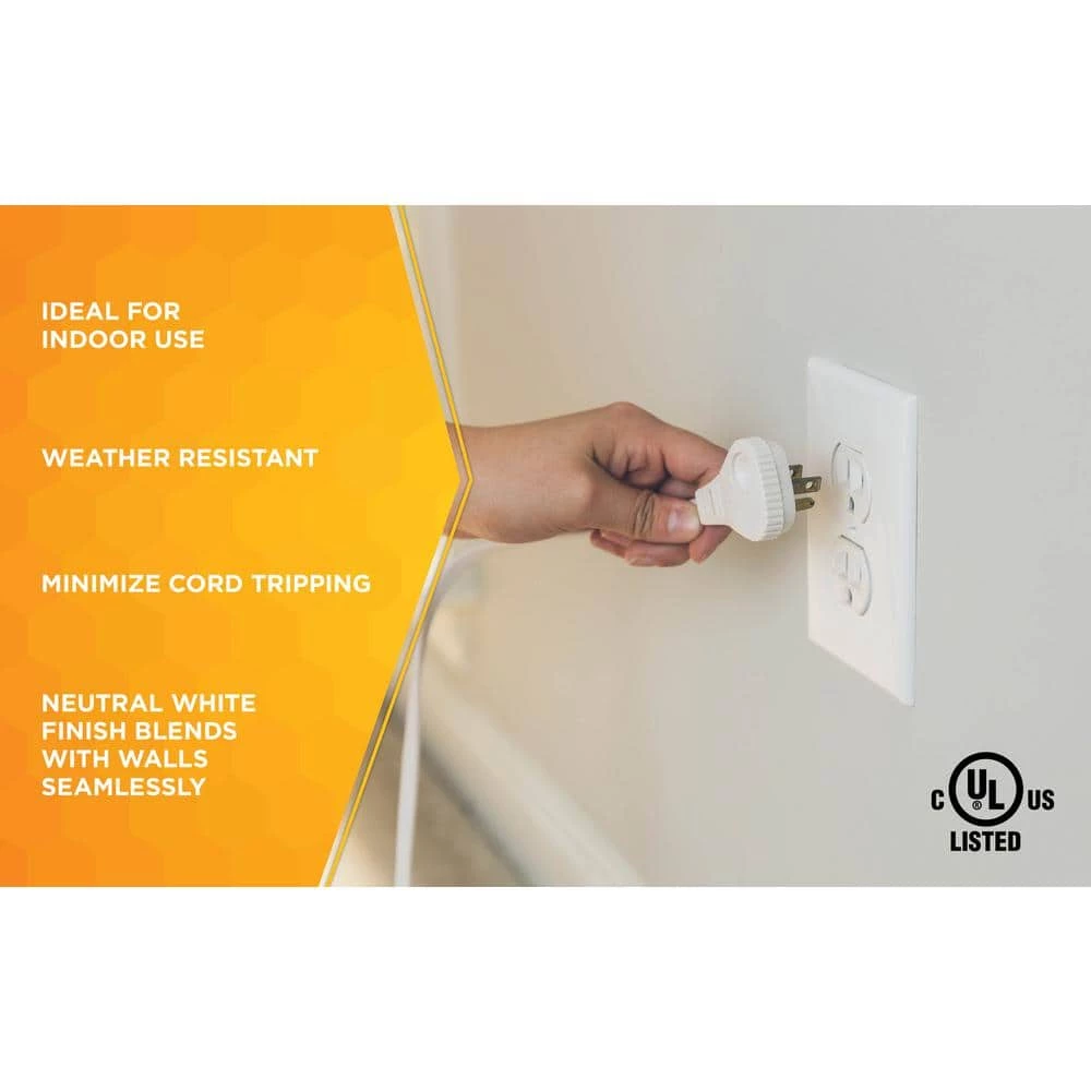 8 ft. 16/3 SPT-2 Indoor Light-Duty Flat Plug Extension Cord by Woods 4 8 ft. 16/3 SPT-2 Indoor Light-Duty Flat Plug Extension Cord by Woods - Image 4