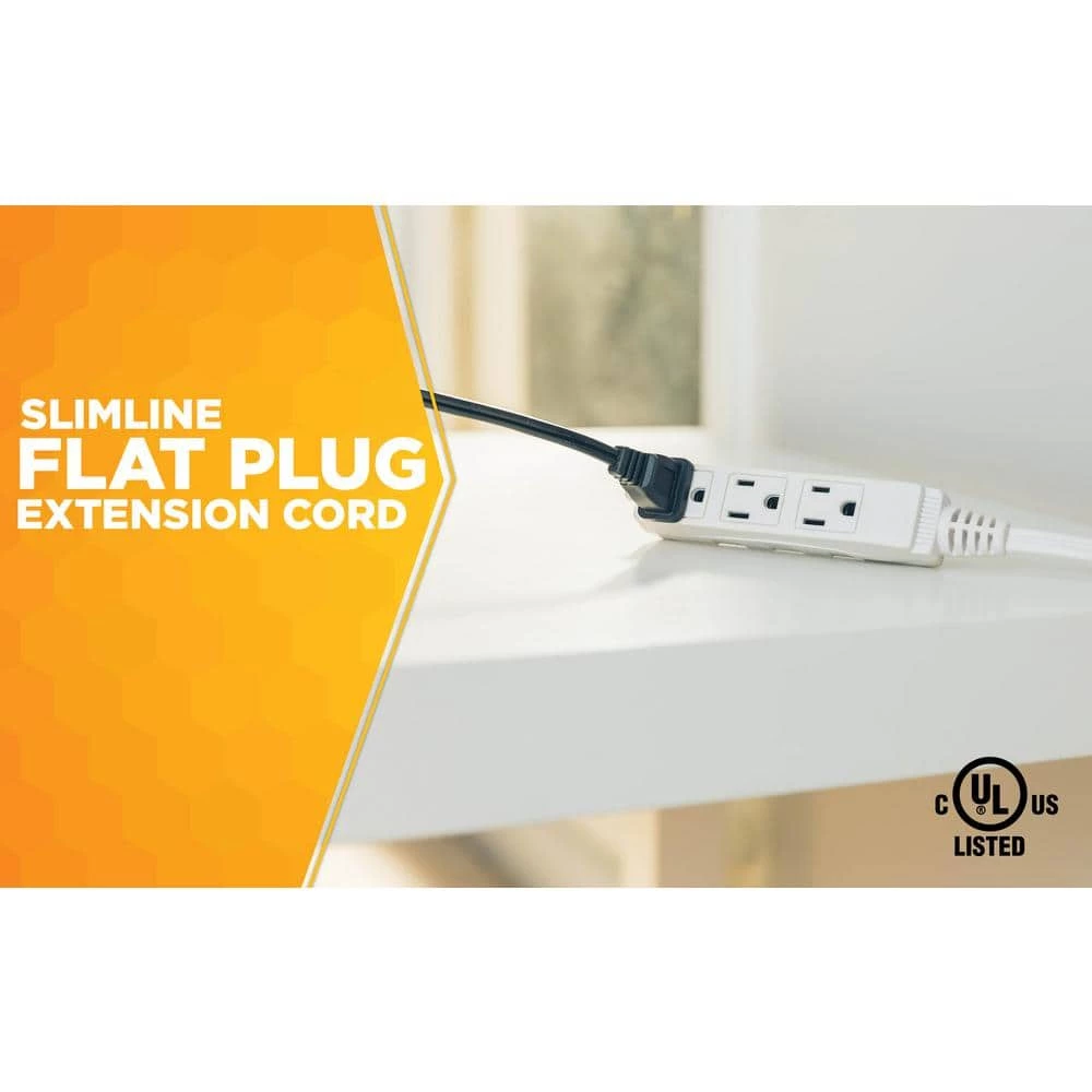 8 ft. 16/3 SPT-2 Indoor Light-Duty Flat Plug Extension Cord by Woods 2 8 ft. 16/3 SPT-2 Indoor Light-Duty Flat Plug Extension Cord by Woods - Image 2