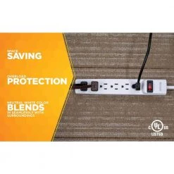 8 ft. 6-Outlet Power Strip with Power Light Indicator by Woods -Home Electronics Shop white woods power strips 41436 76 1000