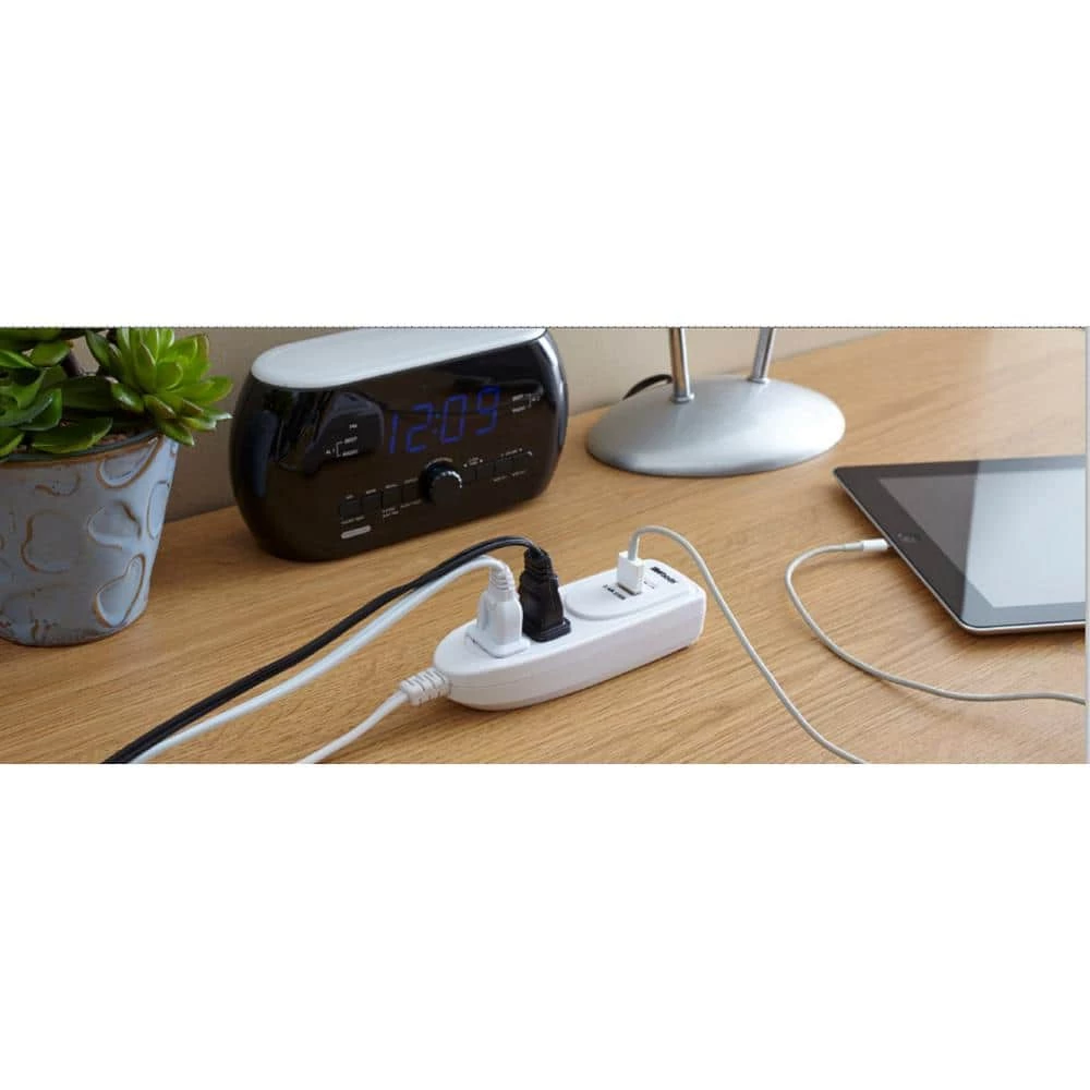 4 ft. 2-Outlet Desktop Surge Protector and USB Charger Extension Cord by Woods 2 4 ft. 2-Outlet Desktop Surge Protector and USB Charger Extension Cord by Woods - Image 2