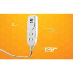 4 ft. 2-Outlet Desktop Surge Protector and USB Charger Extension Cord by Woods 12 4 ft. 2-Outlet Desktop Surge Protector and USB Charger Extension Cord by Woods -Home Electronics Shop white woods surge protectors 41226 4f 1000