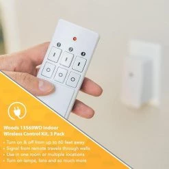 13-Amp Indoor Plug-In Wireless Remote 3-Outlet Digital Timer, White (3-Pack) by Woods -Home Electronics Shop white woods timers 13569wd 40 1000