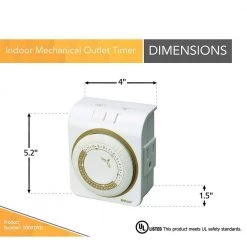 15-Amp 24-Hour Indoor Plug-In Lamp and Appliance Single-Outlet Mechanical Timer, White by Woods -Home Electronics Shop white woods timers 50001wd 40 1000