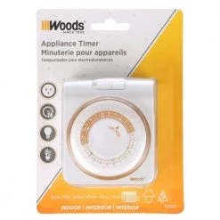 15-Amp 24-Hour Indoor Plug-In Lamp and Appliance Single-Outlet Mechanical Timer, White by Woods -Home Electronics Shop white woods timers 50001wd 4f 1000