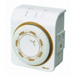 15-Amp 7-Day Indoor Plug-In Heavy-Duty Dual-Outlet Mechanical Timer, White by Woods