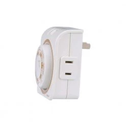 15-Amp 7-Day Indoor Plug-In Dual-Outlet Mechanical Timer, White by Woods -Home Electronics Shop white woods timers 50003wd 44 1000