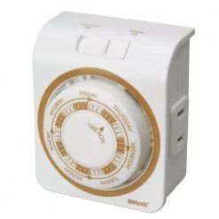 15-Amp 7-Day Indoor Plug-In Dual-Outlet Mechanical Timer, White by Woods