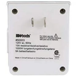 15-Amp 7-Day Indoor Plug-In Dual-Outlet Mechanical Timer, White by Woods -Home Electronics Shop white woods timers 50003wd fa 1000