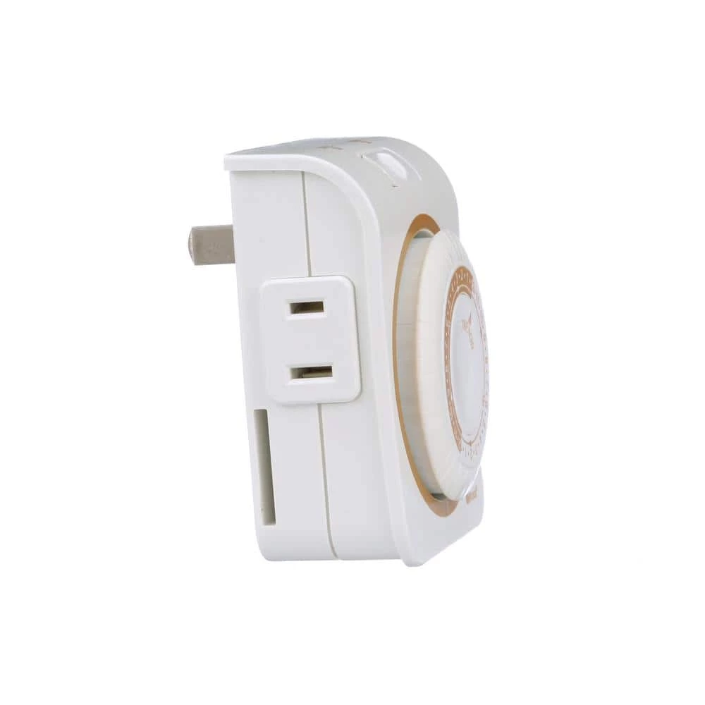 15-Amp 24-Hour Indoor Plug-In Dual-Outlet Mechanical Timer, White by Woods 3 15-Amp 24-Hour Indoor Plug-In Dual-Outlet Mechanical Timer, White by Woods - Image 3