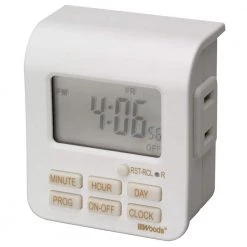 10-Amp 7-Day Indoor Plug-In Lamp and Appliance Single-Outlet Digital Timer, White by Woods
