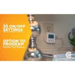 10-Amp 7-Day Indoor Plug-In Lamp and Appliance Single-Outlet Digital Timer, White by Woods -Home Electronics Shop white woods timers 50008wd 66 1000