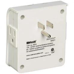 15-Amp 24-Hour Indoor Plug-In Dual-Outlet Programmable Mechanical Timer, White by Woods -Home Electronics Shop white woods timers 50021wd c3 1000
