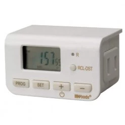 10-Amp Indoor Plug-In Daily Lamp Slim Fit Simple Set Single-Outlet Digital Timer, White by Woods -Home Electronics Shop white woods timers 50027wd 76 1000