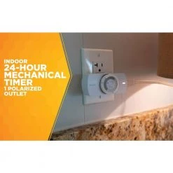 24 Hour Indoor Plug-In Polarized Outlet Mechanical Timer by Woods -Home Electronics Shop white woods timers 50101wd 40 1000