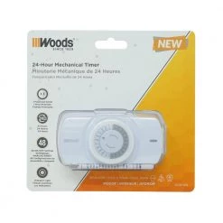 24 Hour Indoor Plug-In Polarized Outlet Mechanical Timer by Woods -Home Electronics Shop white woods timers 50101wd c3 1000