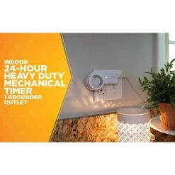 24 Hour Heavy Duty Indoor Plug-In Grounded Outlet Mechanical Timer by Woods -Home Electronics Shop white woods timers 50102wd 40 1000