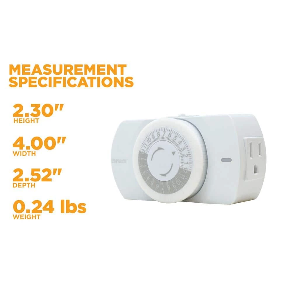 24 Hour Heavy Duty Indoor Plug-In Grounded Outlet Mechanical Timer by Woods 7 24 Hour Heavy Duty Indoor Plug-In Grounded Outlet Mechanical Timer by Woods - Image 7