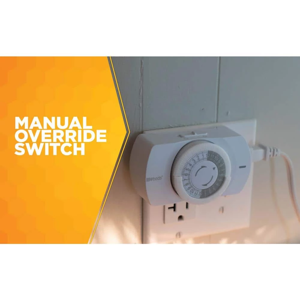 24 Hour Heavy Duty Indoor Plug-In Grounded Outlet Mechanical Timer by Woods 4 24 Hour Heavy Duty Indoor Plug-In Grounded Outlet Mechanical Timer by Woods - Image 4