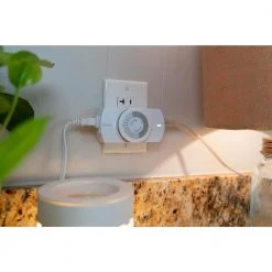 24 Hour Heavy Duty Indoor Plug-In Grounded Outlet Mechanical Timer with Nightlight by Woods -Home Electronics Shop white woods timers 50104wd 4f 1000