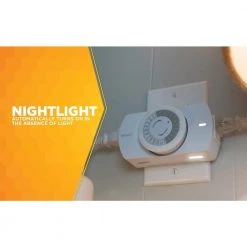 24 Hour Heavy Duty Indoor Plug-In Grounded Outlet Mechanical Timer with Nightlight by Woods -Home Electronics Shop white woods timers 50104wd a0 1000