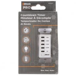 15 Amp 5-10-15-30 Minute In-Wall Countdown Digital Timer Switch, White by Woods -Home Electronics Shop white woods timers 59007wd 4f 1000