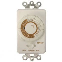 20-Amp 24-Hour In-Wall Programmable Mechanical Timer, White by Woods
