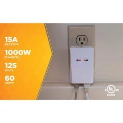 15-Amp Indoor Plug-In Wireless Remote Dual-Outlet Appliance Control, White by Woods -Home Electronics Shop white woods timers 59780wd 1f 1000