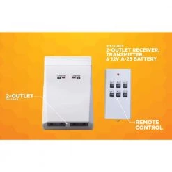 15-Amp Indoor Plug-In Wireless Remote Dual-Outlet Appliance Control, White by Woods -Home Electronics Shop white woods timers 59780wd 44 1000