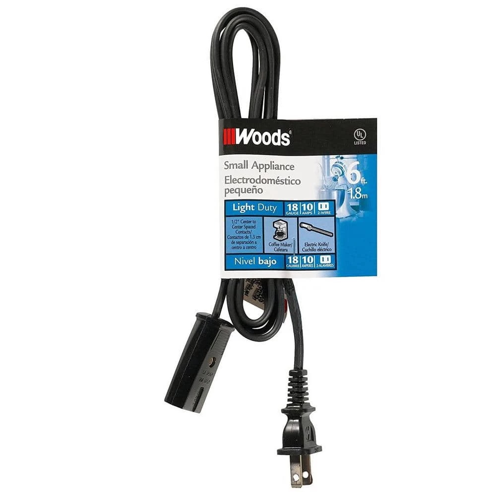 6 ft. 18/2 2-Wire 294 HPN Appliance Power Cord by Woods 1 6 ft. 18/2 2-Wire 294 HPN Appliance Power Cord by Woods