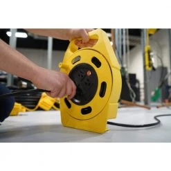 25 ft. 16/3 Outdoor Multi-Outlet (4) Portable Extension Cord Reel Power Station by Woods -Home Electronics Shop woods extension cord reels 2801 1d 1000